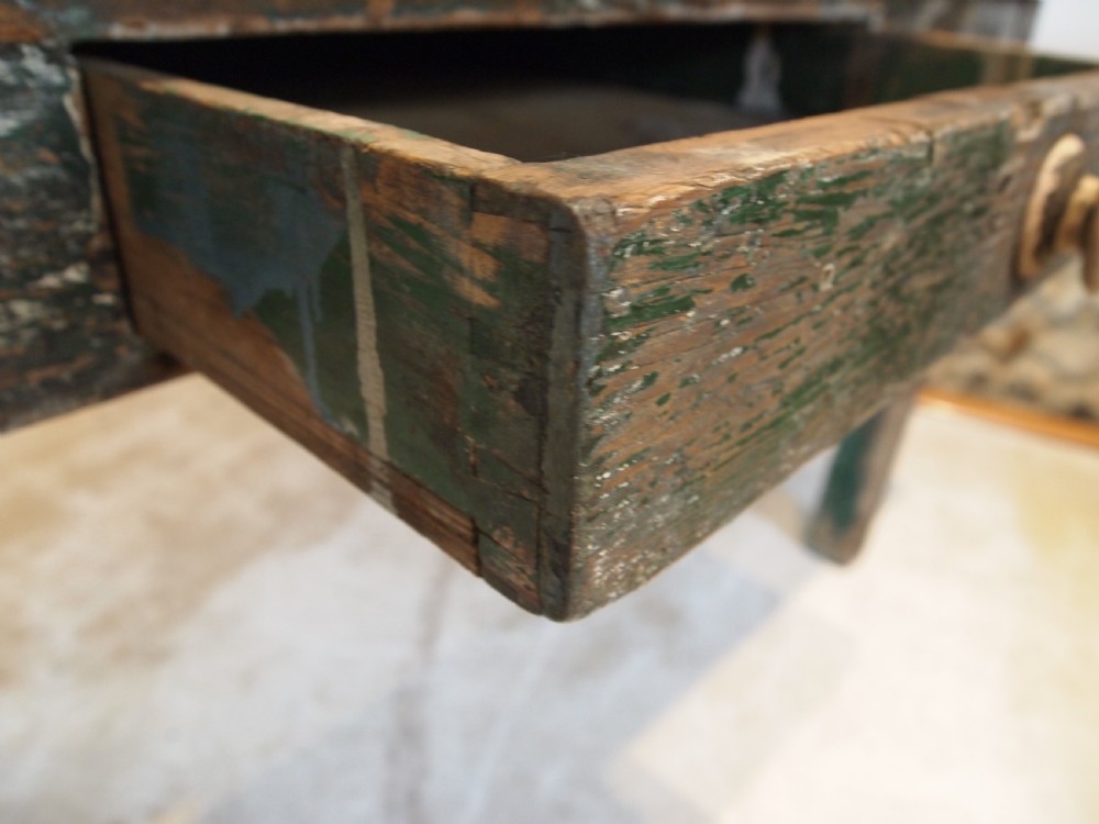 Table rustic refectory George III Pine table original paint c1800 View II