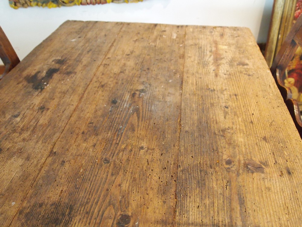 Table rustic refectory George III Pine table original paint c1800 View VII