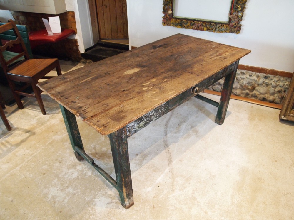 Table rustic refectory George III Pine table original paint c1800 View XI