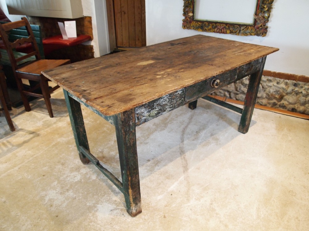 Table rustic refectory George III Pine table original paint c1800 View XII