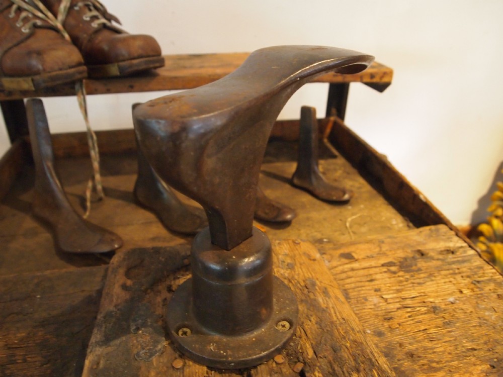 Table rare Victorian cobblers bench lamp table lasts and boots c1890 View V