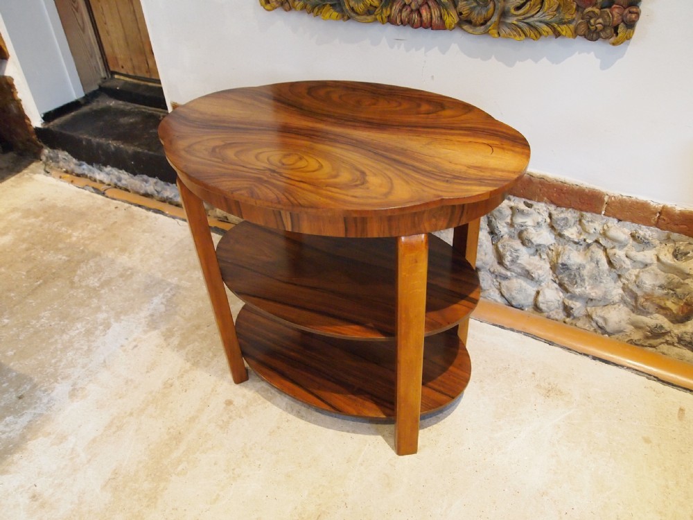 Table Art Deco Walnut lamp hall side console c1920