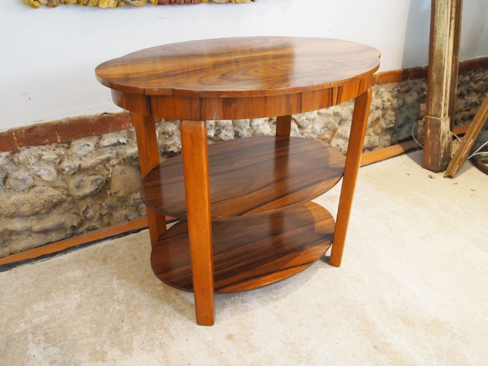 Table Art Deco Walnut lamp hall side console c1920 View V