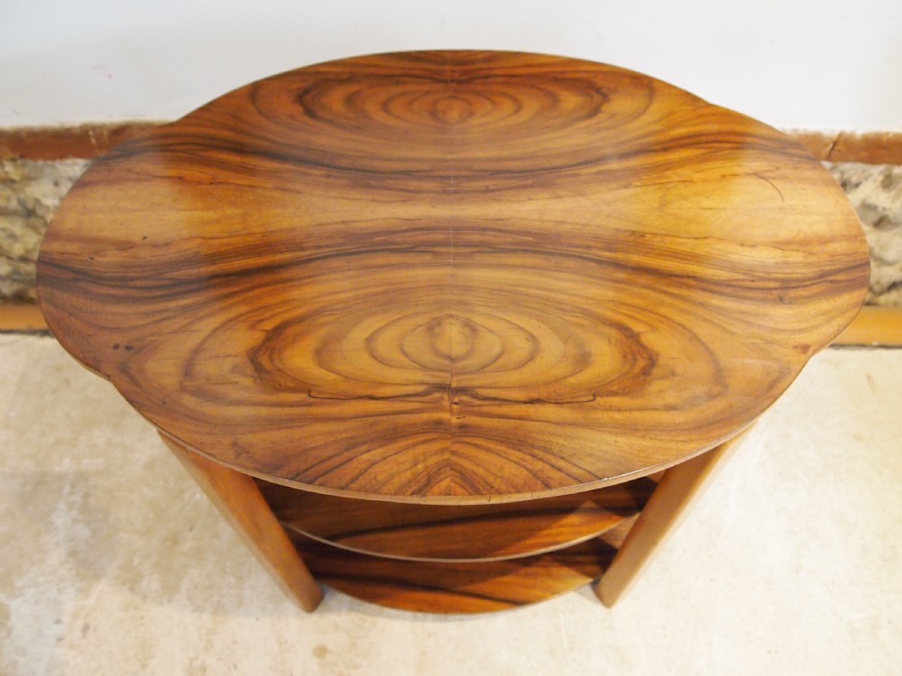 Table Art Deco Walnut lamp hall side console c1920 View VI