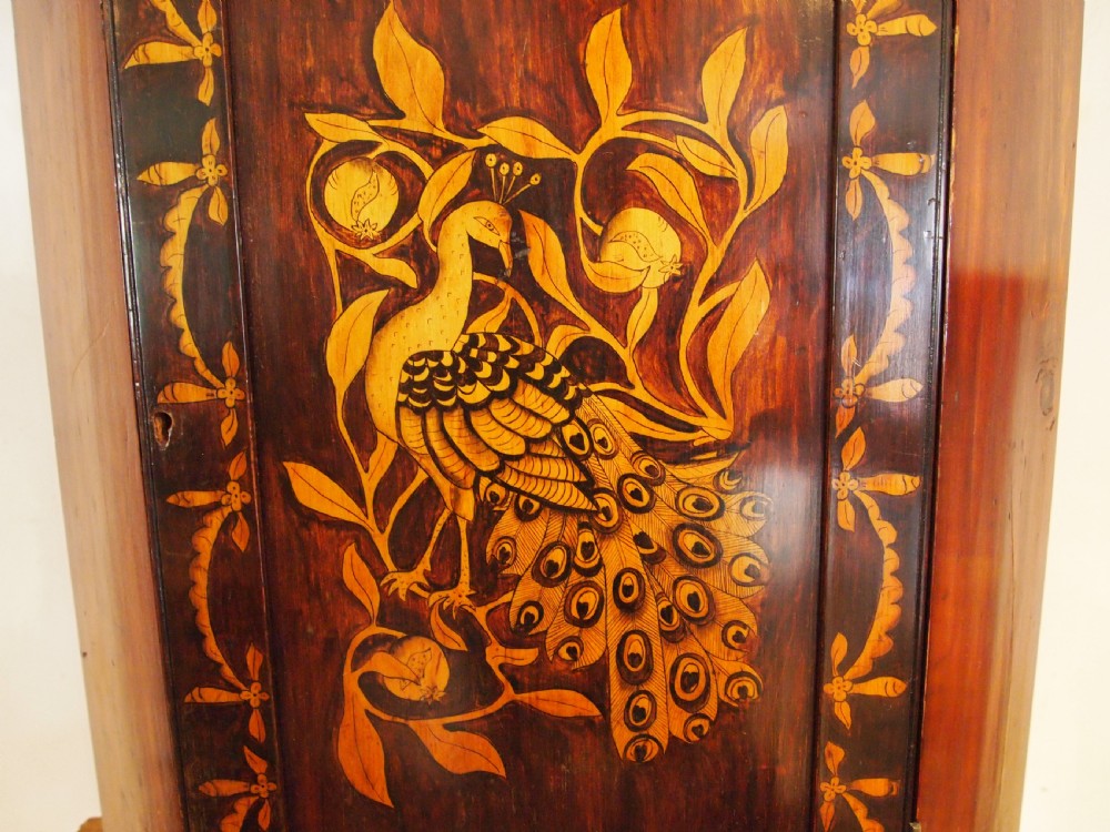 Cupboard cabinet Arts and Crafts penwork fruitwood c1900 View II