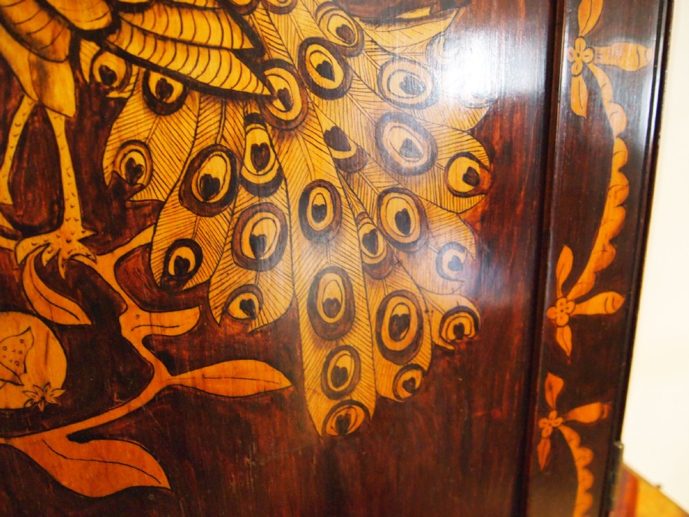Cupboard cabinet Arts and Crafts penwork fruitwood c1900 View IV