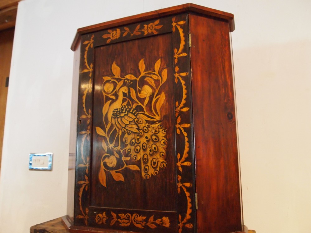 Cupboard cabinet Arts and Crafts penwork fruitwood c1900 View VI