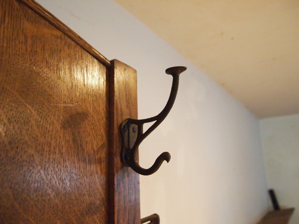 Hallstand rare Art Deco Oak coat hat stand c1920 View III