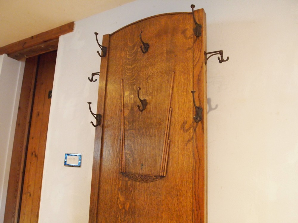 Hallstand rare Art Deco Oak coat hat stand c1920 View V