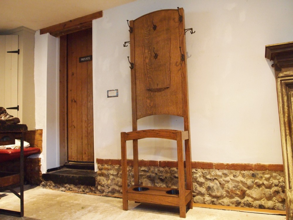 Hallstand rare Art Deco Oak coat hat stand c1920 View VI