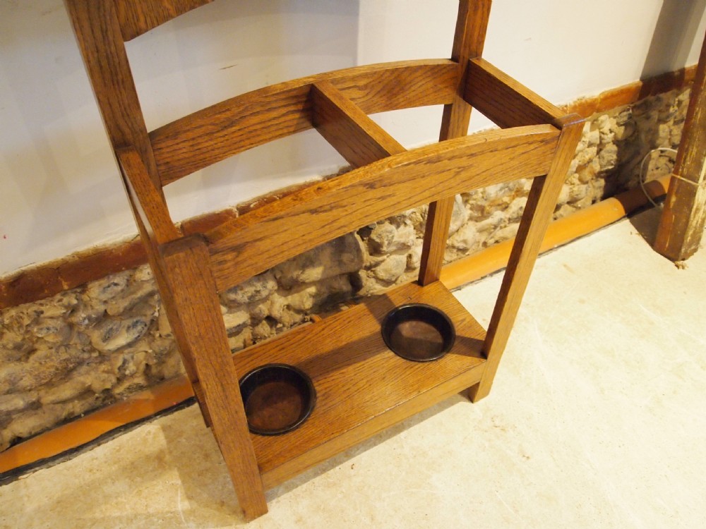 Hallstand rare Art Deco Oak coat hat stand c1920 View VIII