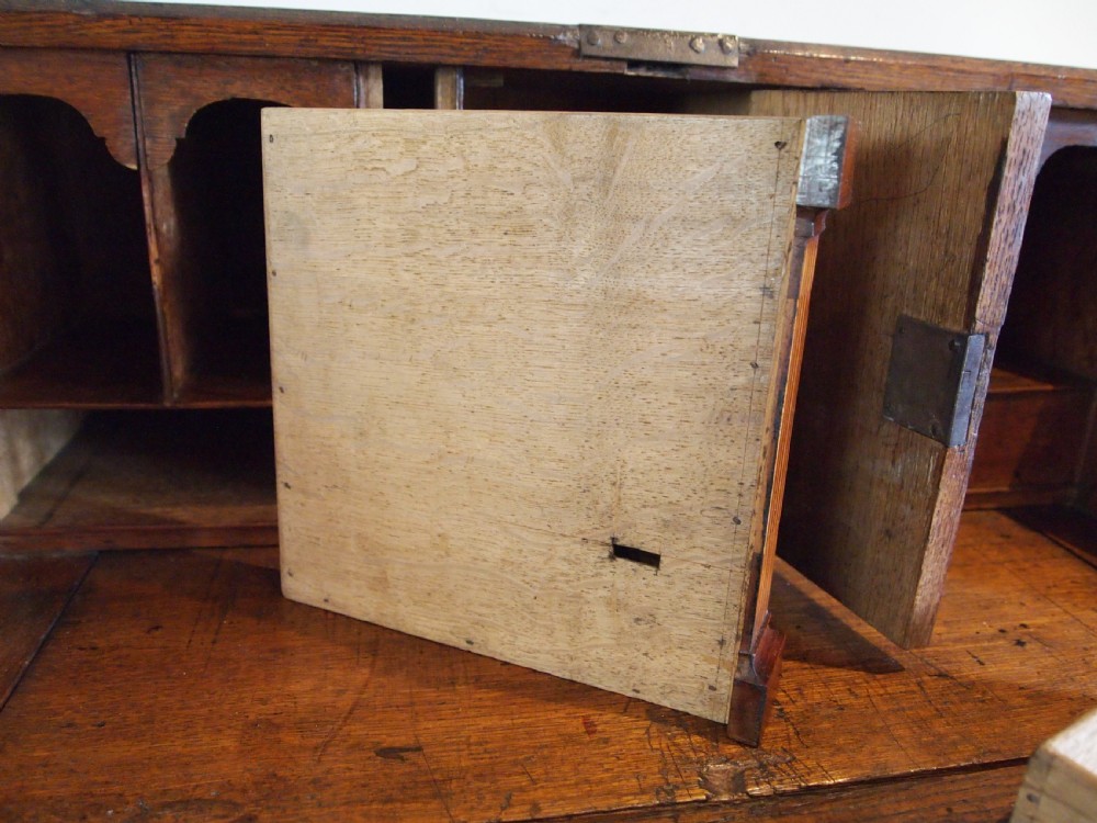 Bureau superb George III Oak sunburst c1760 View VIII