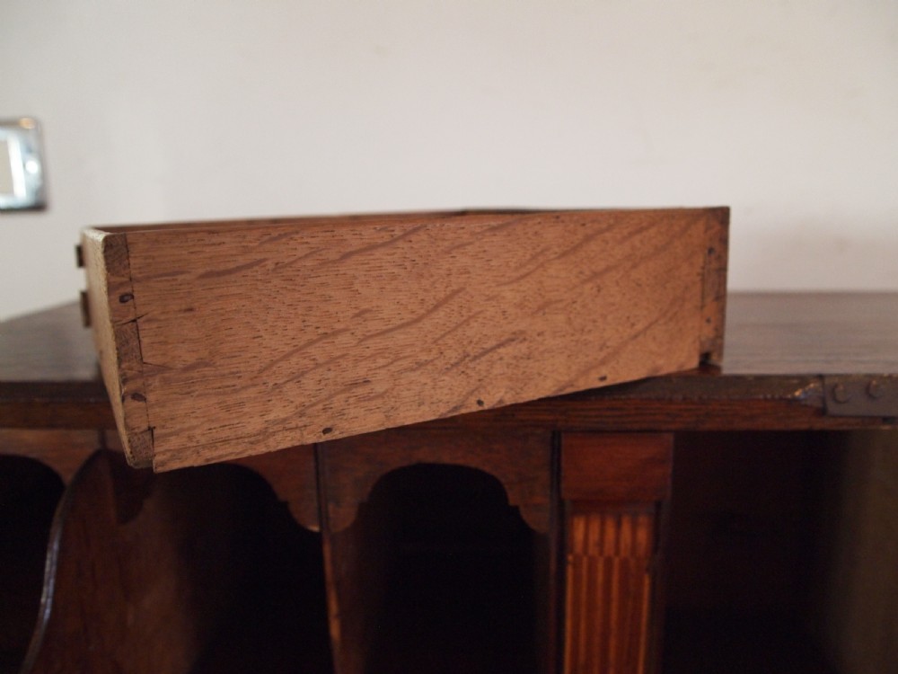 Bureau superb George III Oak sunburst c1760 View X