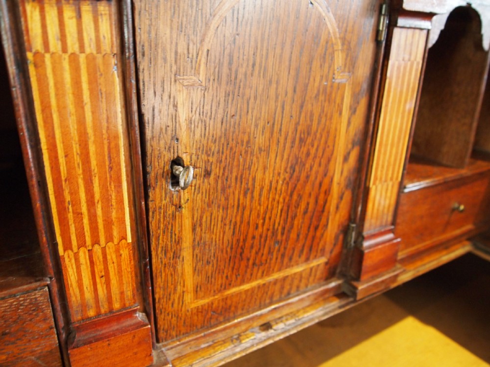 Bureau superb George III Oak sunburst c1760 View XIV