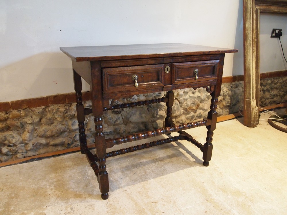 Table Charles II Oak side hall lowboy c1680