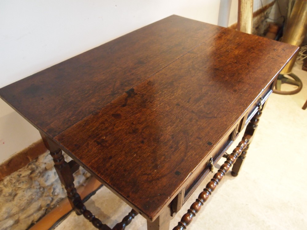Table Charles II Oak side hall lowboy c1680 View II