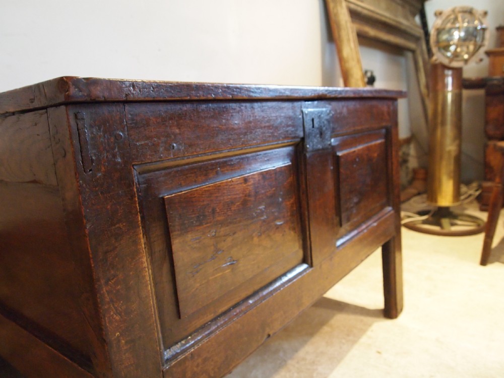 Coffer Welsh Oak chest trunk blanket box Queen Anne c1700 View XII