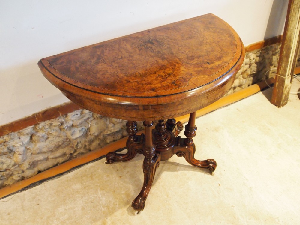 Table stunning hall side lamp console card Victorian burr Walnut c1870
