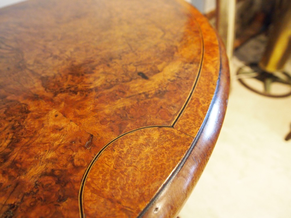 Table stunning hall side lamp console card Victorian burr Walnut c1870 View II