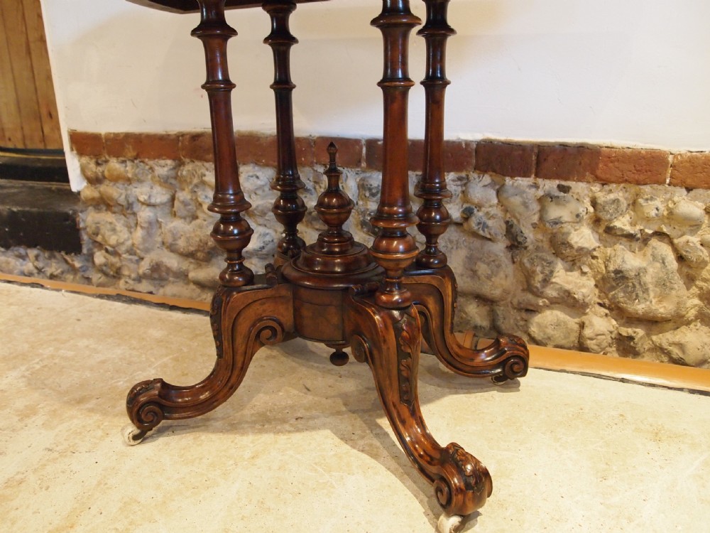 Table stunning hall side lamp console card Victorian burr Walnut c1870 View III