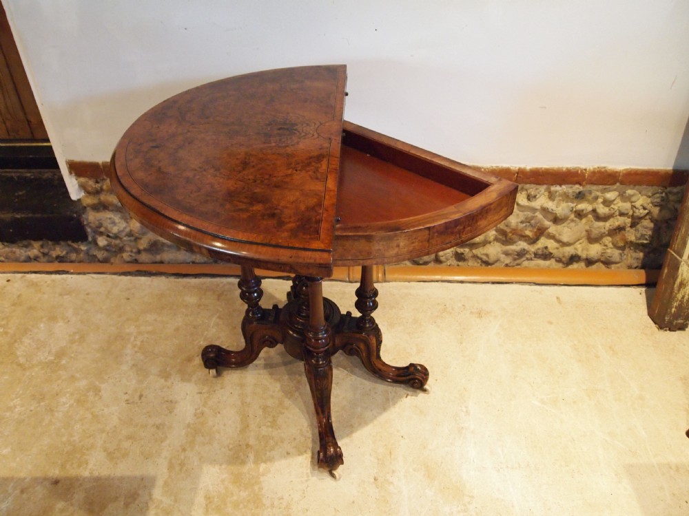 Table stunning hall side lamp console card Victorian burr Walnut c1870 View V