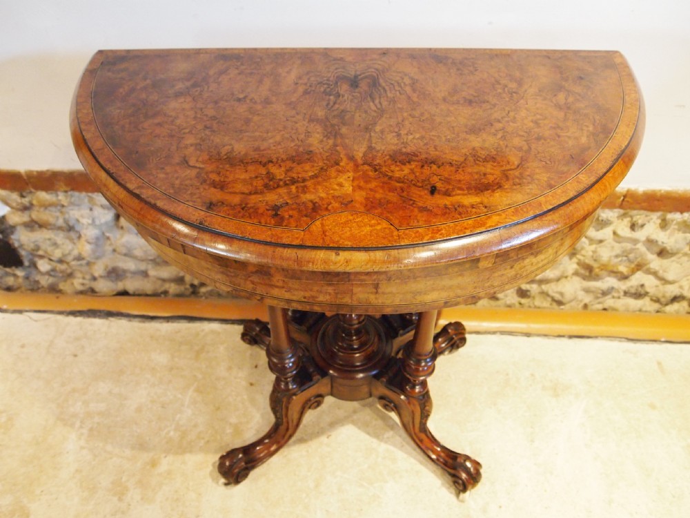 Table stunning hall side lamp console card Victorian burr Walnut c1870 View VI