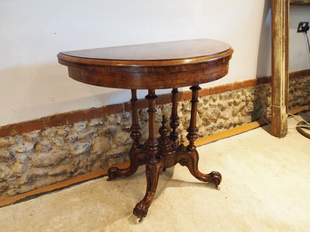 Table stunning hall side lamp console card Victorian burr Walnut c1870 View VII