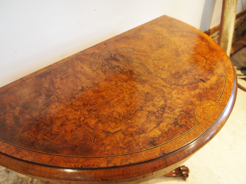 Table stunning hall side lamp console card Victorian burr Walnut c1870 View VIII