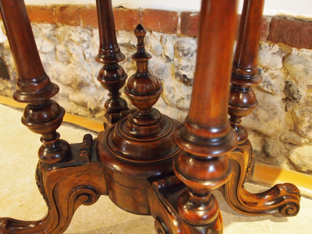 Table stunning hall side lamp console card Victorian burr Walnut c1870 View XI