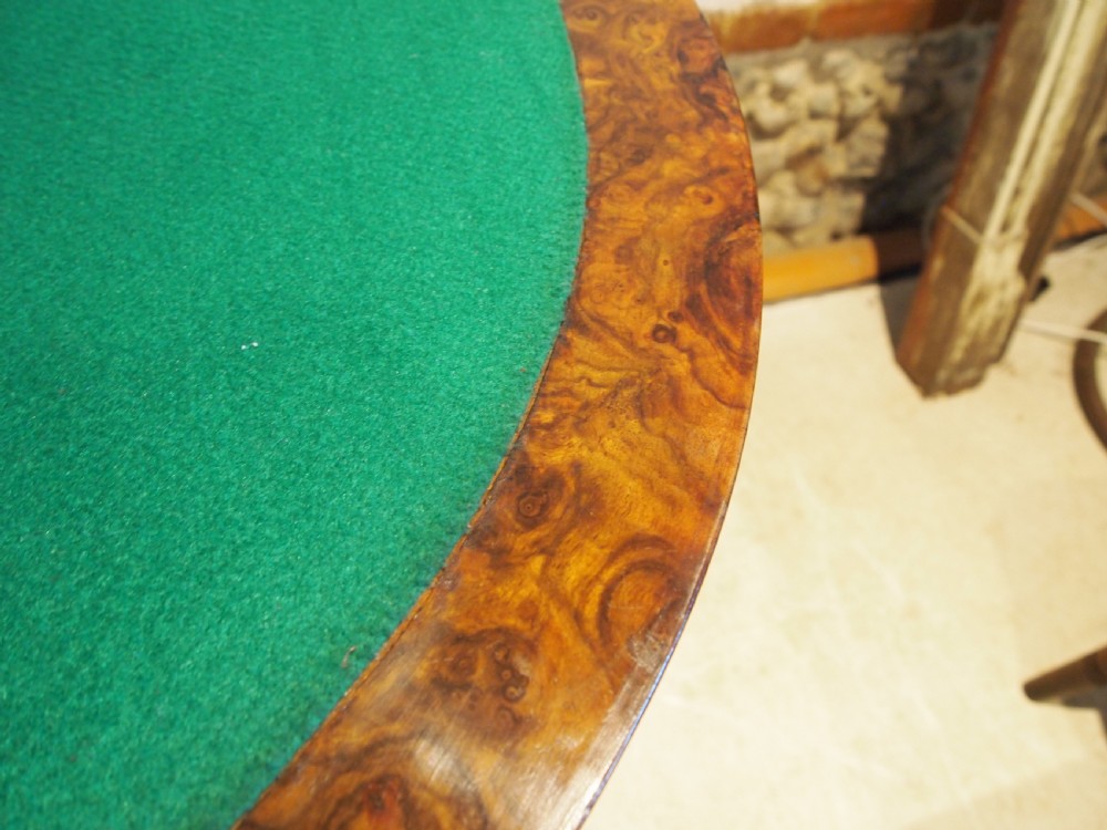 Table stunning hall side lamp console card Victorian burr Walnut c1870 View XIII