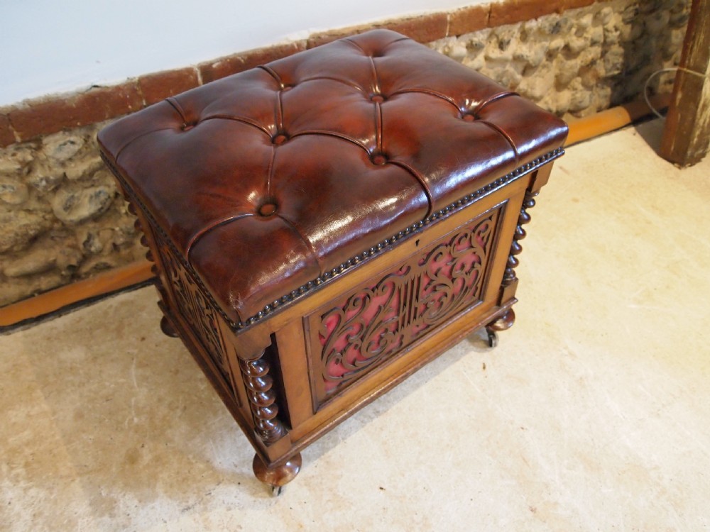 Stool Canterbury Victorian Walnut Druce & Co c1870
