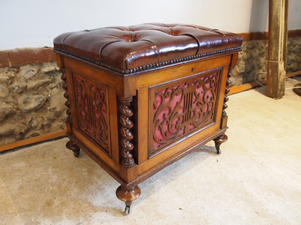 Stool Canterbury Victorian Walnut Druce & Co c1870 View II