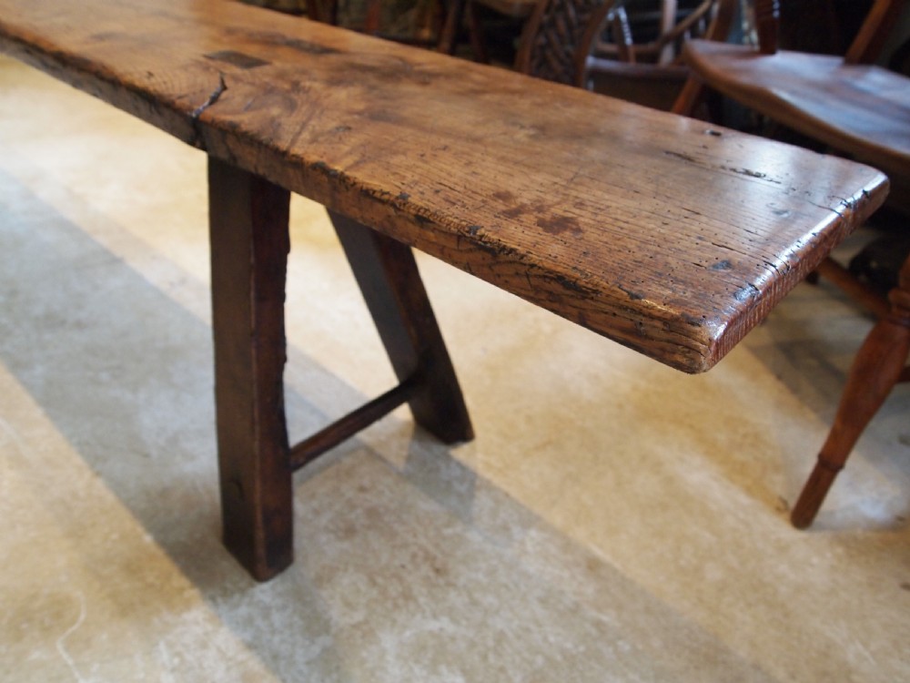 Bench outstanding rare George III Refectory  settle Elm c1790 View III