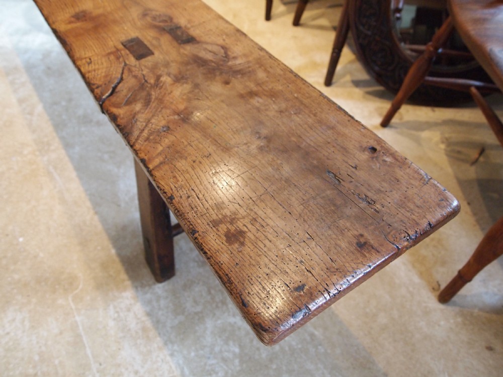 Bench outstanding rare George III Refectory  settle Elm c1790 View X