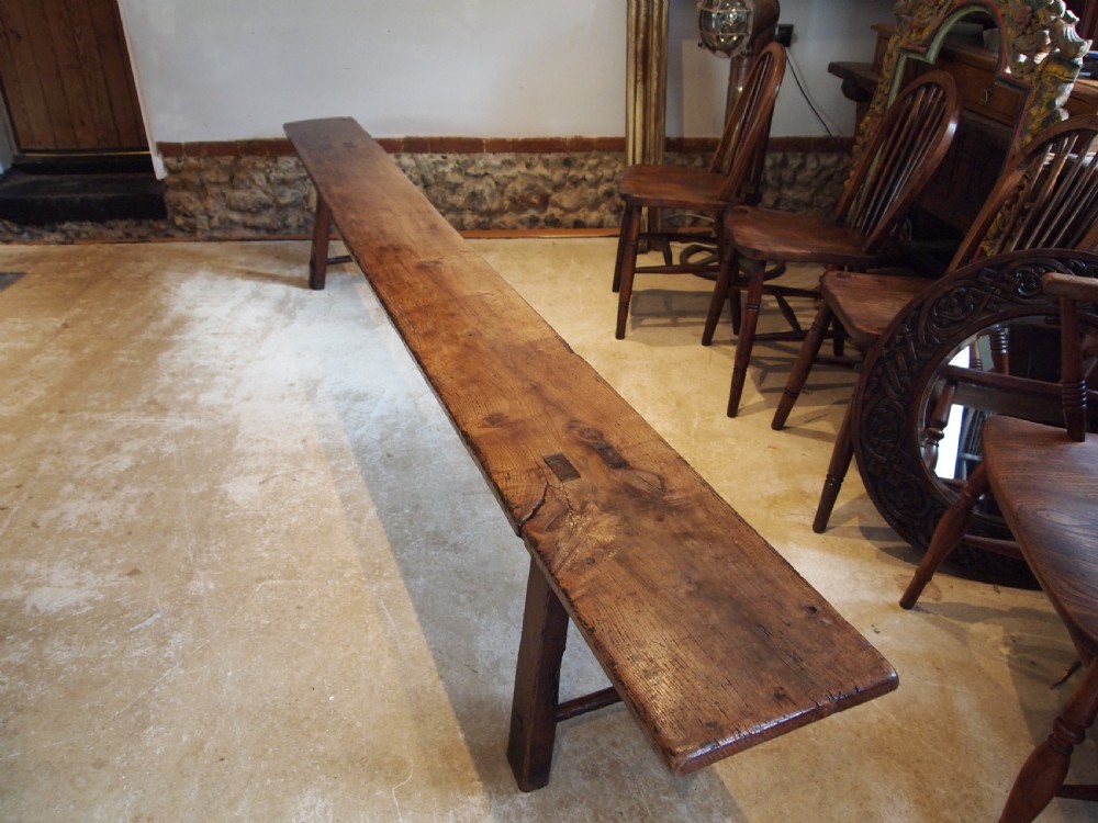 Bench outstanding rare George III Refectory  settle Elm c1790 View XI