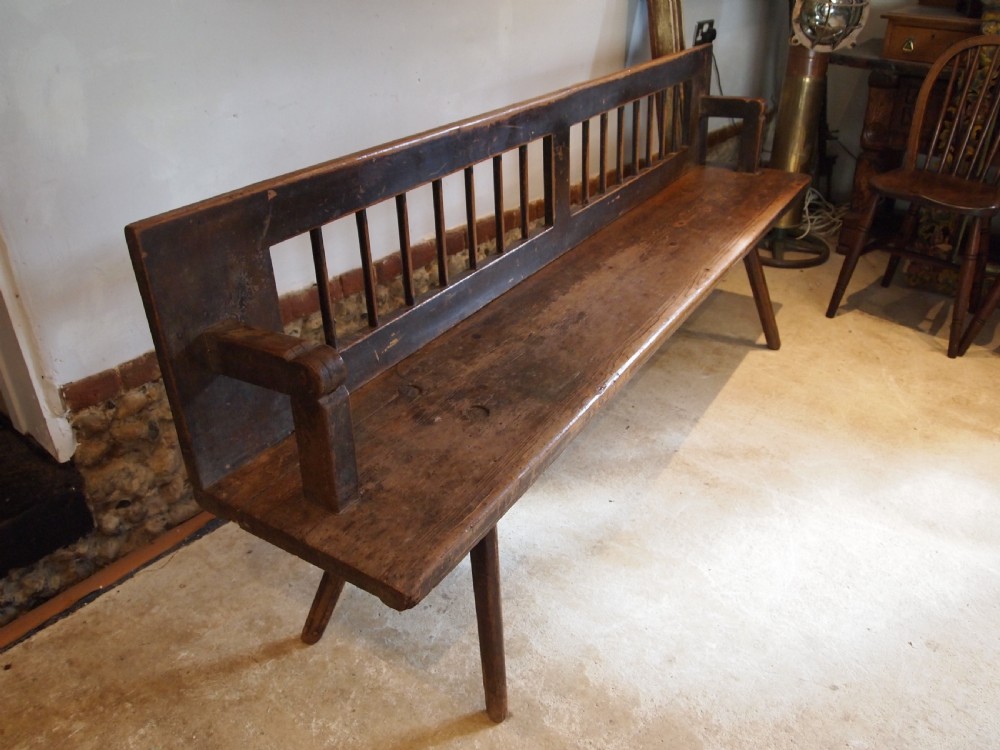 Bench wonderful European settle Pine Victorian period c1870 View II