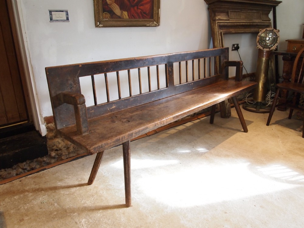 Bench wonderful European settle Pine Victorian period c1870 View VII