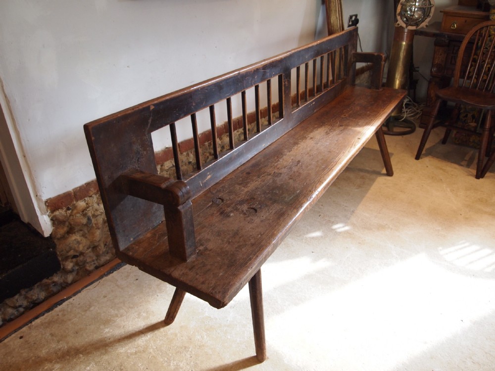 Bench wonderful European settle Pine Victorian period c1870 View XII
