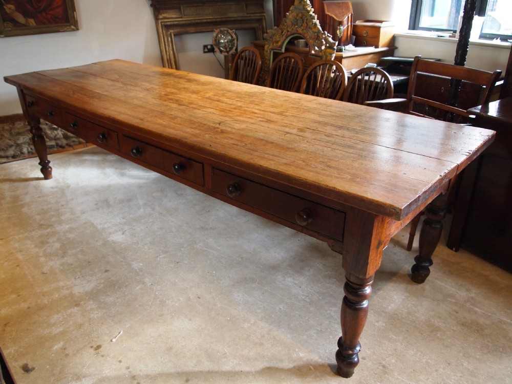 Table rare remarkable Elm Ash refectory farmhouse large dining c1840