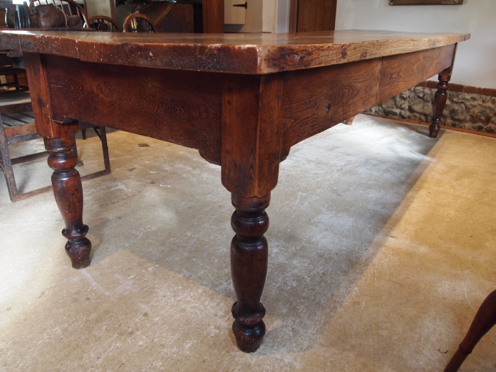 Table rare remarkable Elm Ash refectory farmhouse large dining c1840 View II