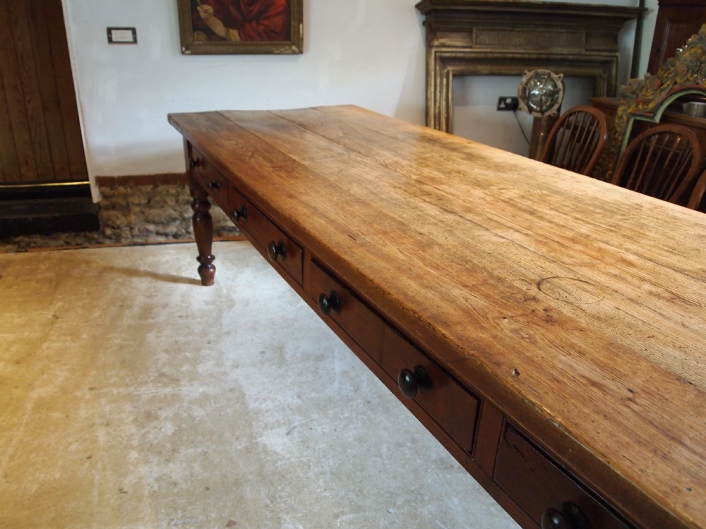Table rare remarkable Elm Ash refectory farmhouse large dining c1840 View VII