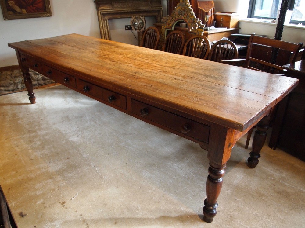 Table rare remarkable Elm Ash refectory farmhouse large dining c1840 View XII