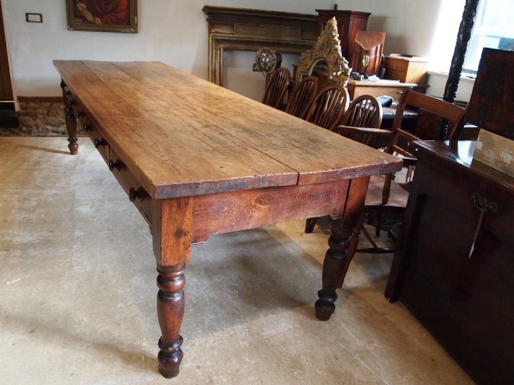 Table rare remarkable Elm Ash refectory farmhouse large dining c1840 View XIII