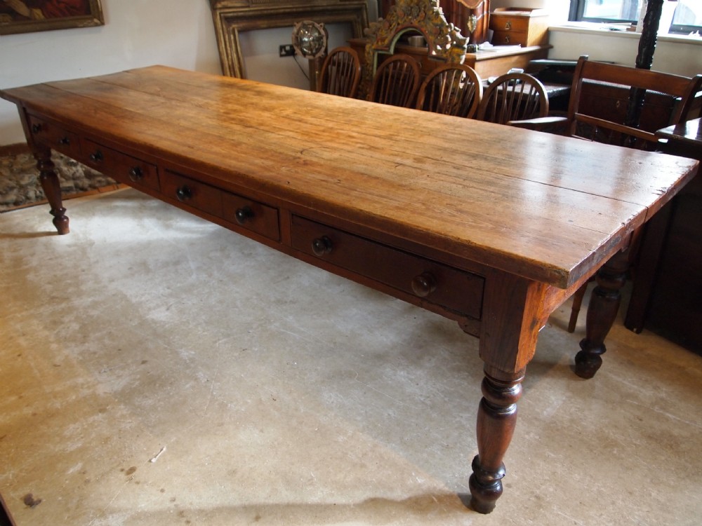 Table rare remarkable Elm Ash refectory farmhouse large dining c1840 View XIV