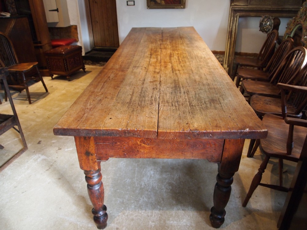 Table rare remarkable Elm Ash refectory farmhouse large dining c1840 View XVI