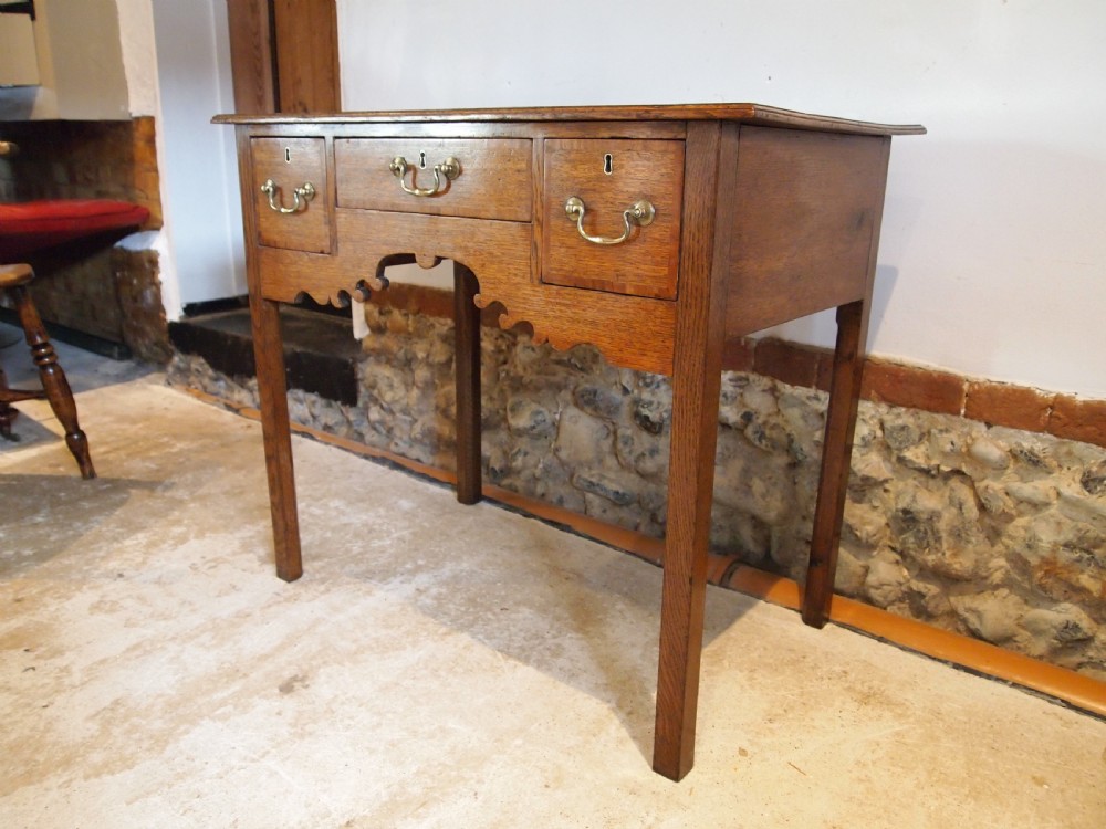Table lowboy George III Oak side hall lamp console c1790 View IV