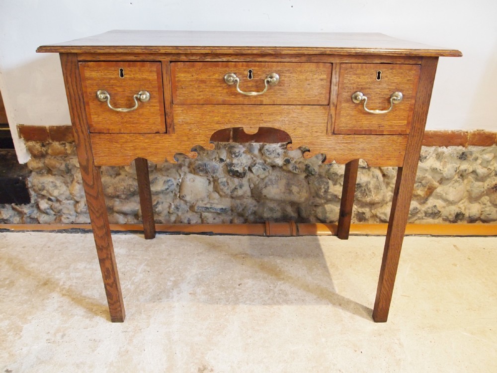 Table lowboy George III Oak side hall lamp console c1790 View XII