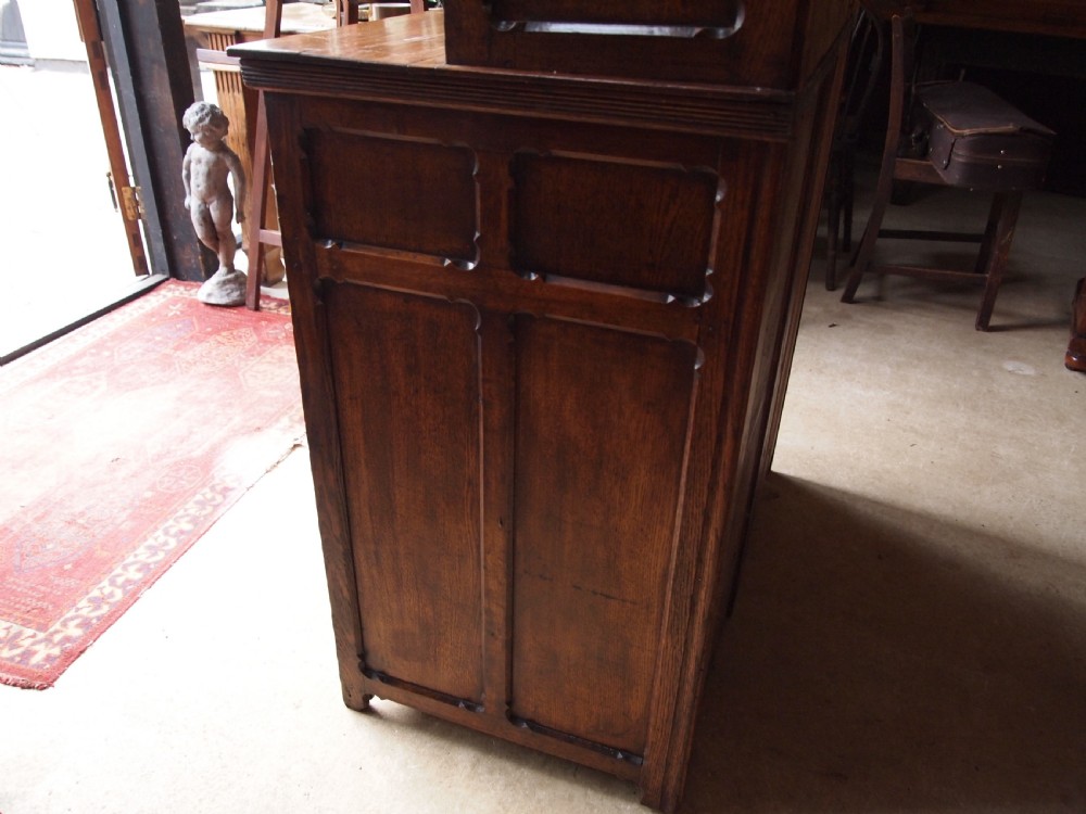 Bookcase display rare Arts & Crafts Gothic Oak Pugin inf c1880 View III