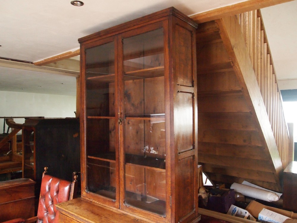 Bookcase display rare Arts & Crafts Gothic Oak Pugin inf c1880 View VII