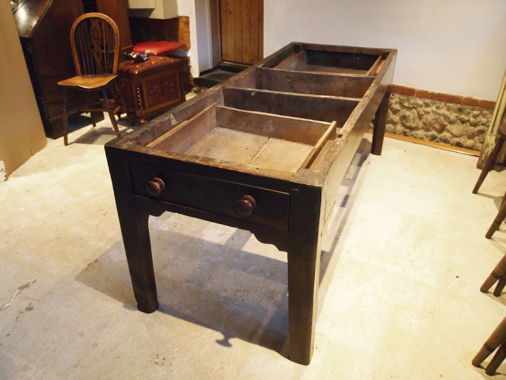 Table refectory rare English Elm George III farmhouse dining c1790 View II